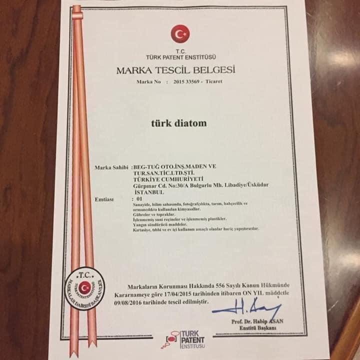 Tescil Edilmiş Markamız ( Türk Diatom )