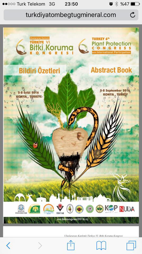 ( Diyatomlu Böcek Toprağı ) Depo Zararlarına Karşı Ateş Görmemiş % Yüz Saf Amorf Silis İçerikli Ürünümüz Turko- Tarım 2016 Yılında Uluslar Arası Bitki Koruma Kongresinde Başarılı Olduğu Kabul Edildi, Geniş Bilgi Kongrenin Bildirİ Özetinin 186 ve 187 ci S